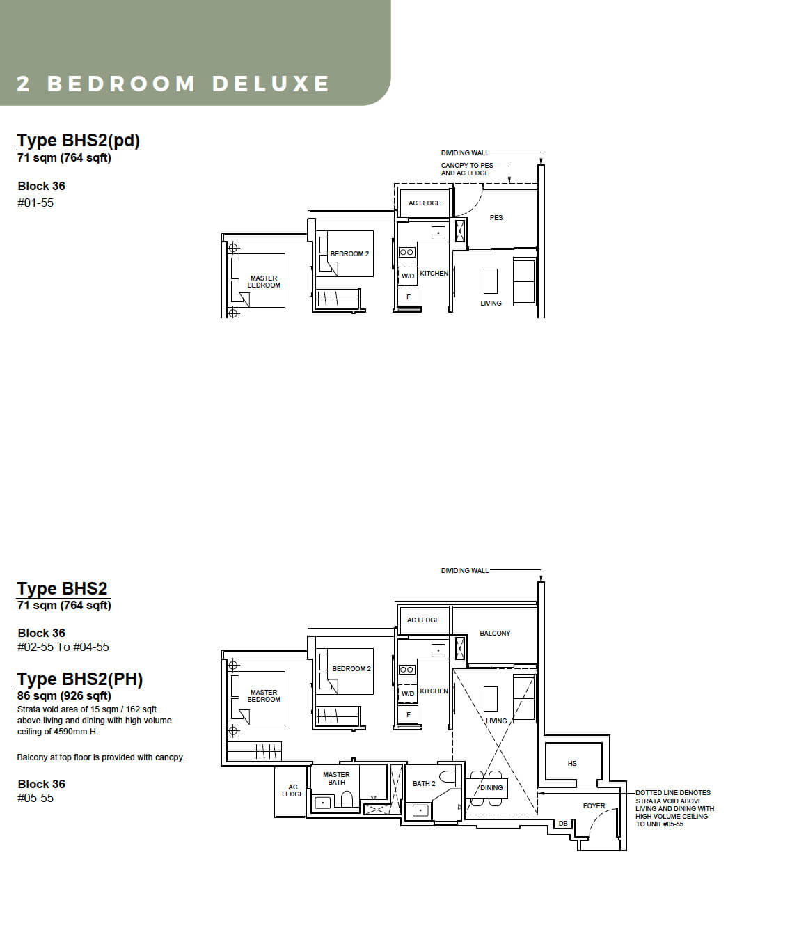 Forett at Bukit Timah Floor Plan 2-Bedroom Deluxe Type BHS2