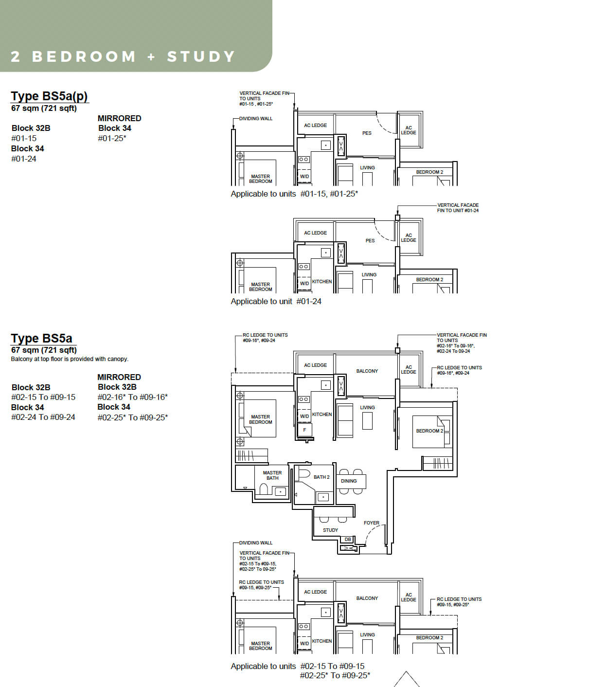 Forett at Bukit Timah Floor Plan 2-Bedroom Study Type BS5a