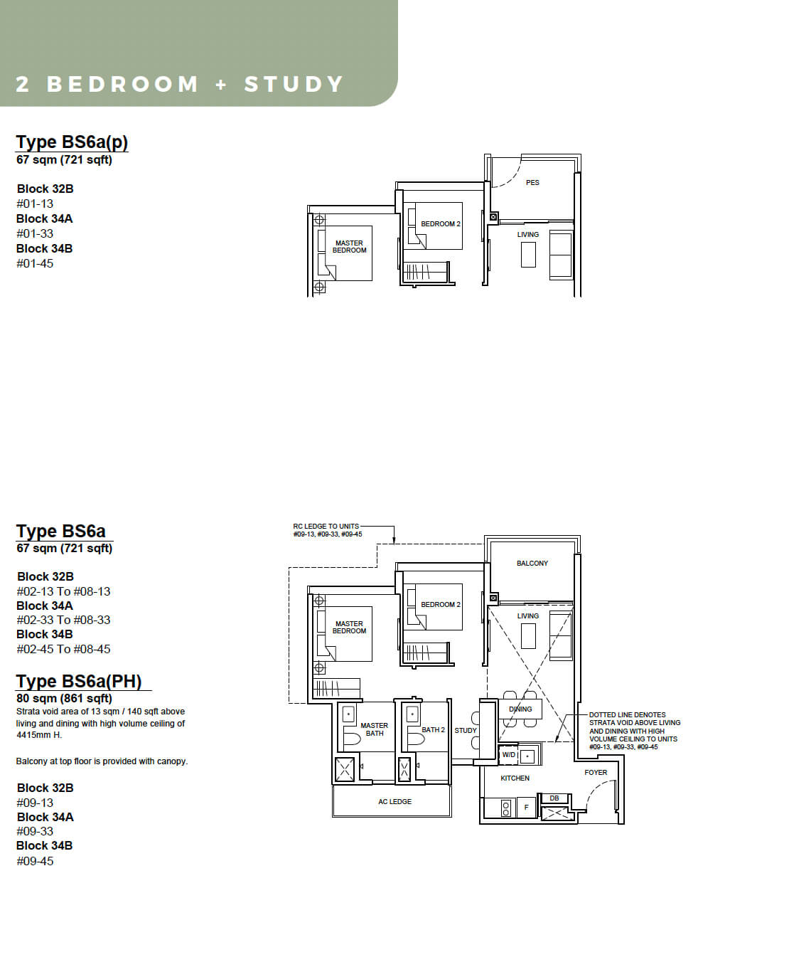 Forett at Bukit Timah Floor Plan 2-Bedroom Study Type BS6a