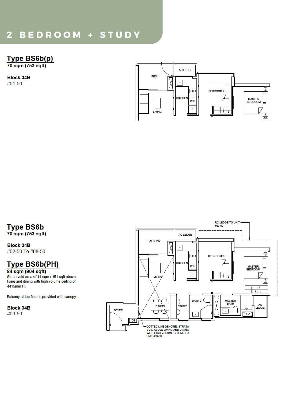 Forett at Bukit Timah Floor Plan 2-Bedroom Study Type BS6b