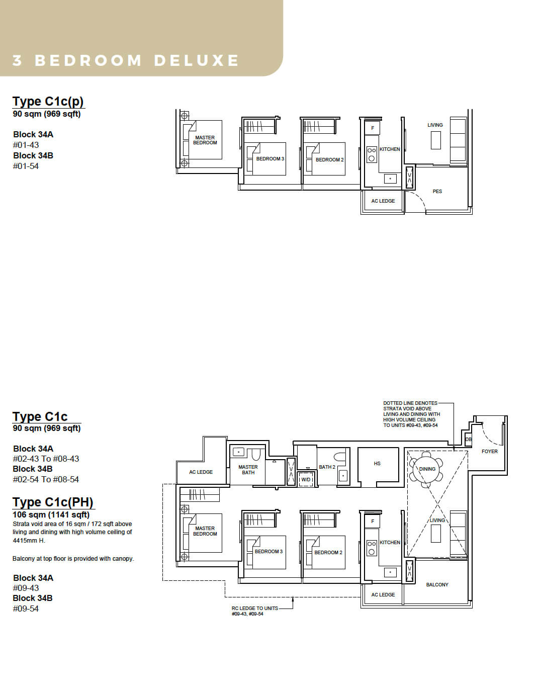 Forett at Bukit Timah Floor Plan 3-Bedroom Deluxe C1c