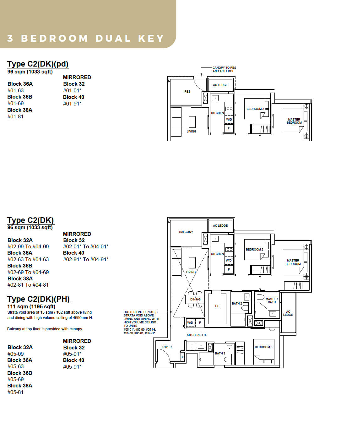 Forett at Bukit Timah Floor Plan 3-Bedroom Dual-Key C2
