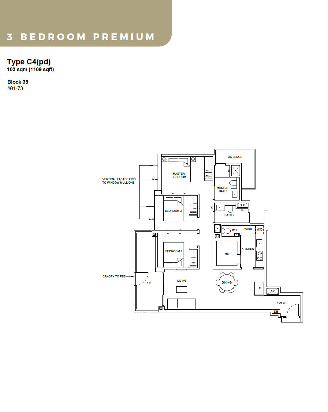 Forett at Bukit Timah Floor Plan 3-Bedroom Premium Type C4 pd