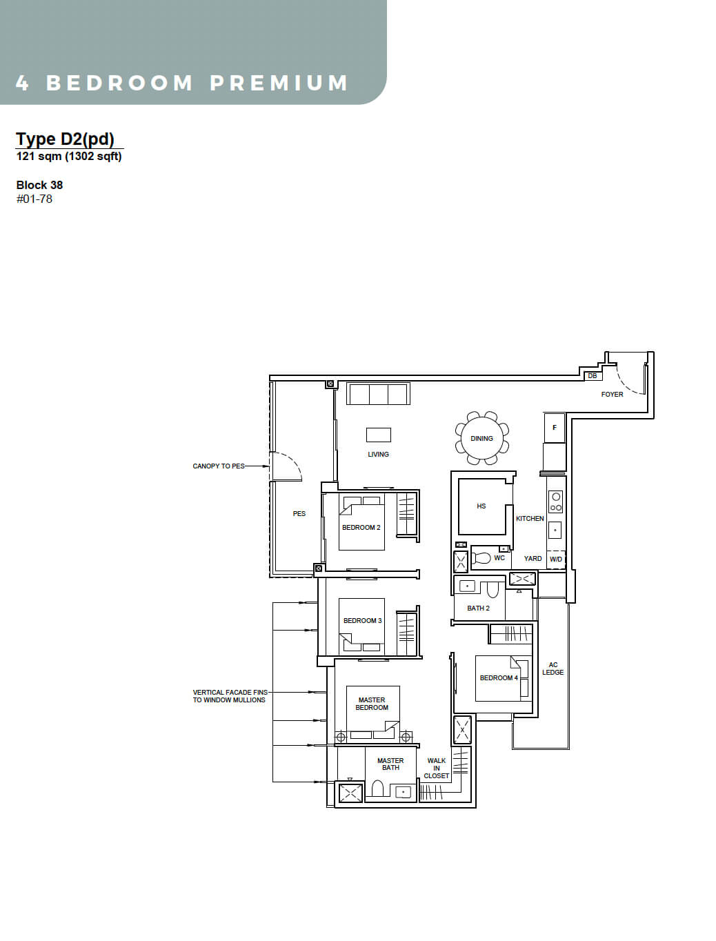 Forett at Bukit Timah Floor Plan 4-Bedroom Premium Type D2 pd