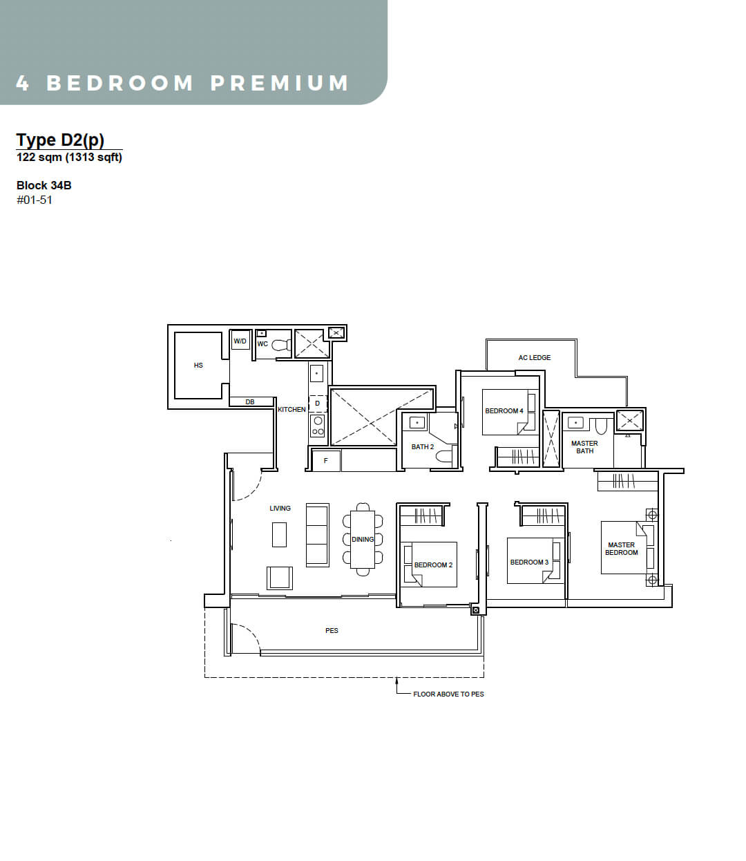 Forett at Bukit Timah Floor Plan 4-Bedroom Premium Type D2