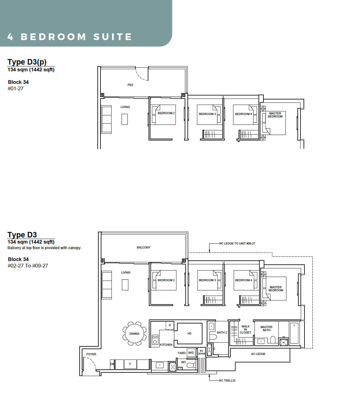 Forett at Bukit Timah Floor Plan 4-Bedroom Suite Type D3