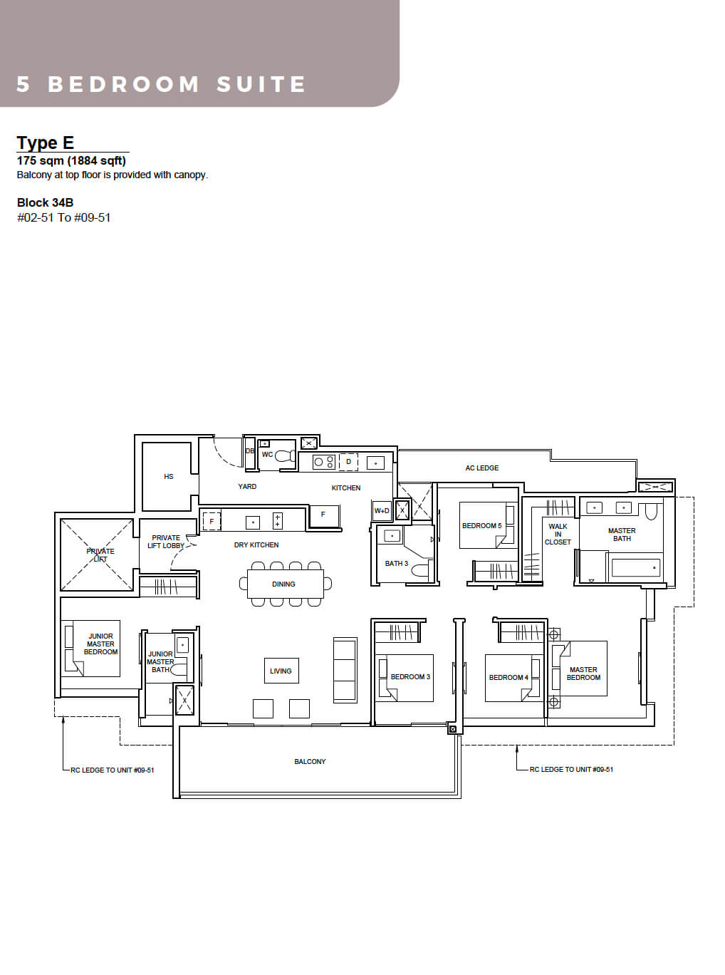 Forett at Bukit Timah Floor Plan 5-Bedroom Suite Type E