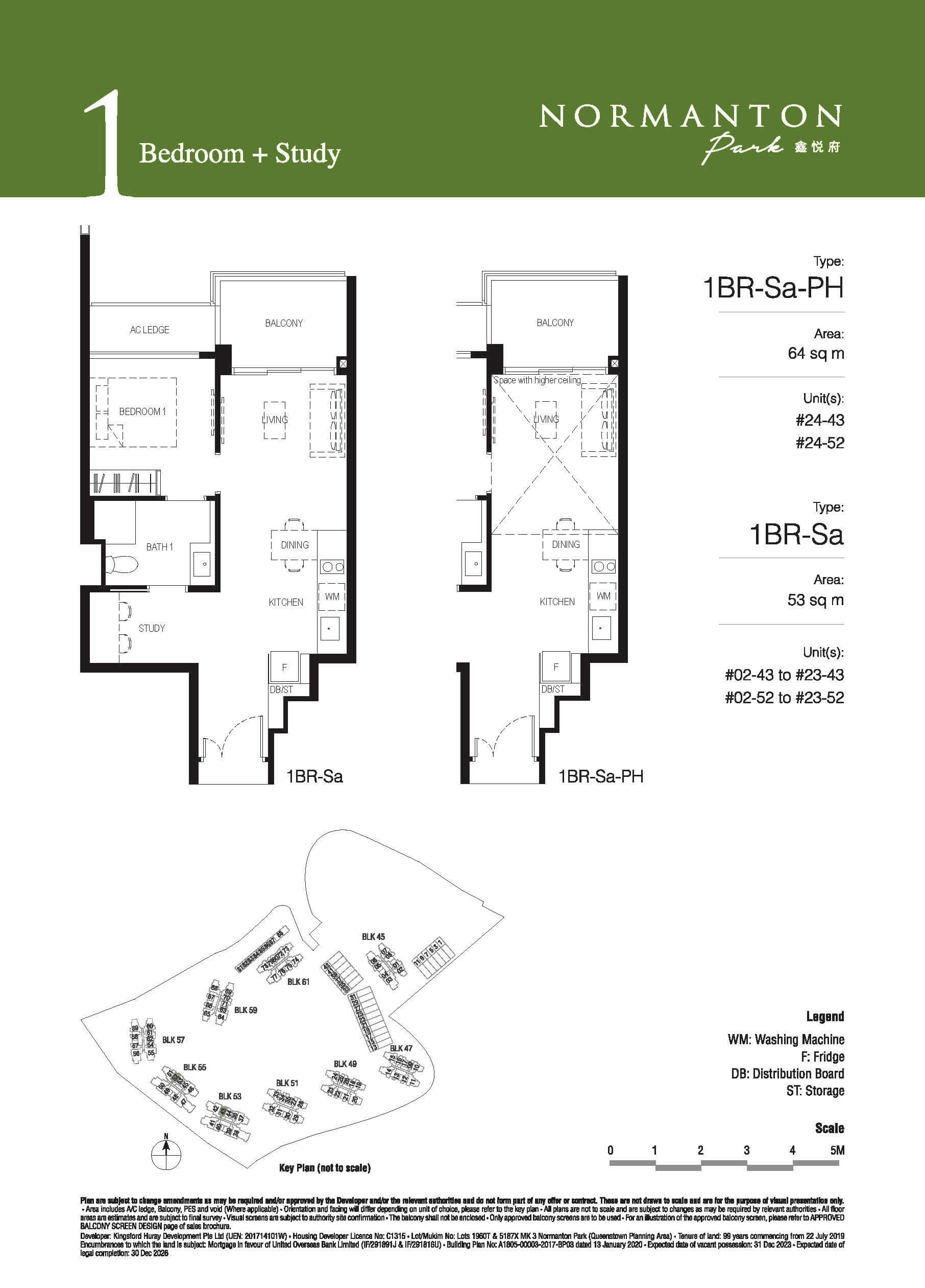 Normanton Park Floor Plan 1-Bedroom Type SA