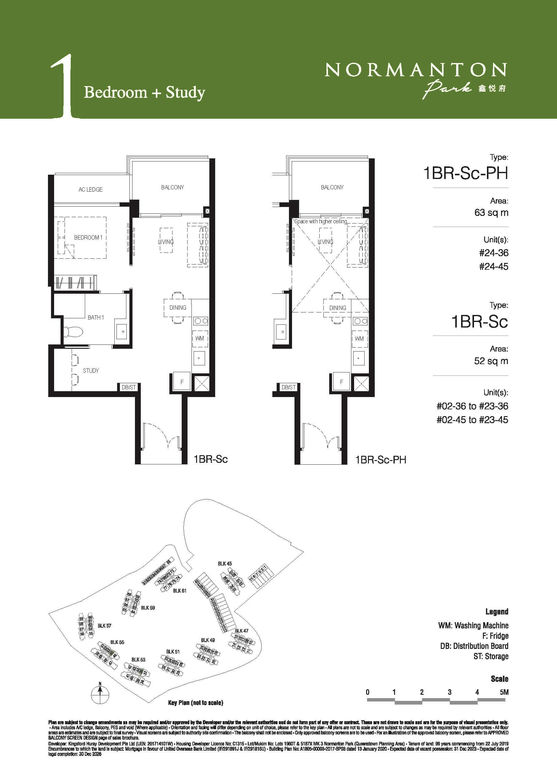 Normanton Park Floor Plan 1-Bedroom Type SC