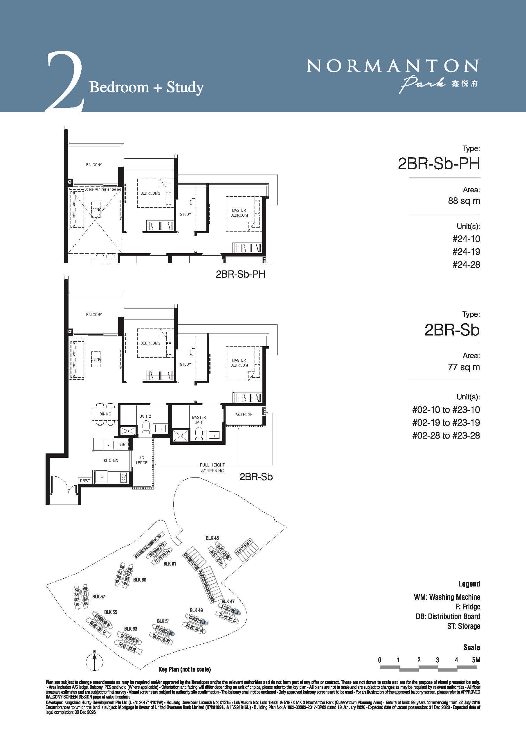 Normanton Park Floor Plan 2-Bedroom Study Type Sb