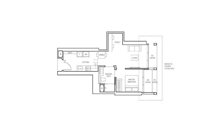 Canninghill Piers Floor Plan 1-Bedroom Study Type AS5