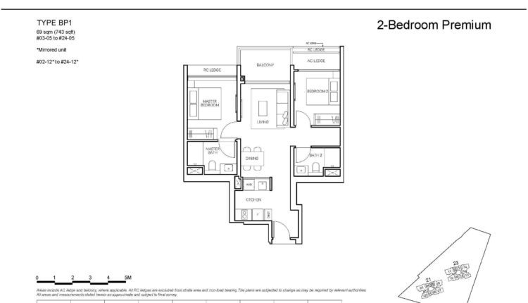 AMO Residence Floor Plan 2-Bedroom Premium Type BP1