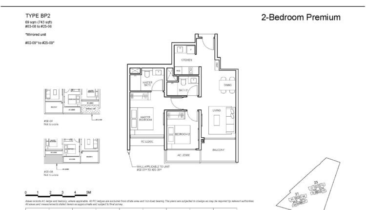 AMO Residence Floor Plan 2-Bedroom Premium Type BP2