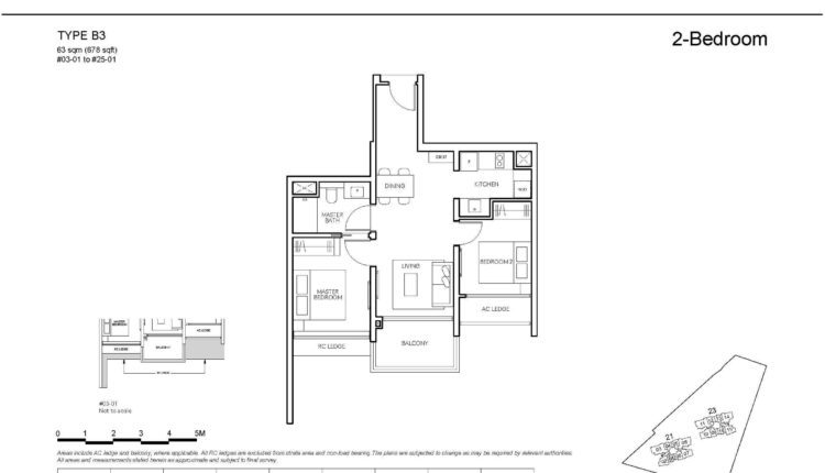 AMO Residence Floor Plan 2-Bedroom Type B3