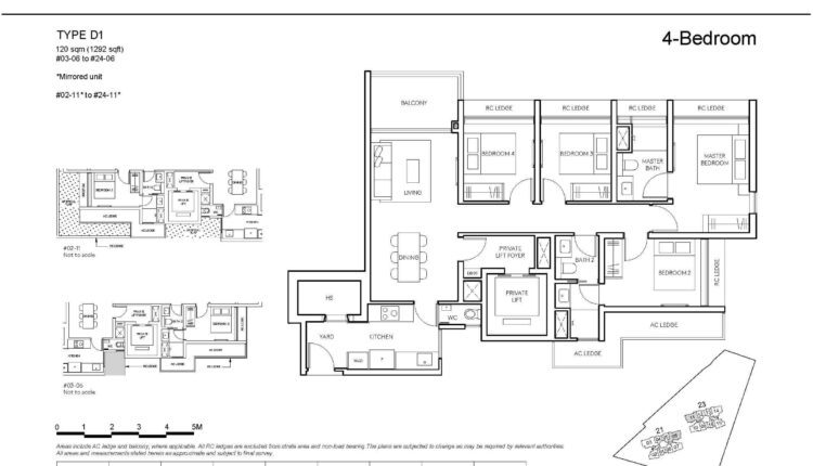 AMO Residence Floor Plan 4-Bedroom Type D1