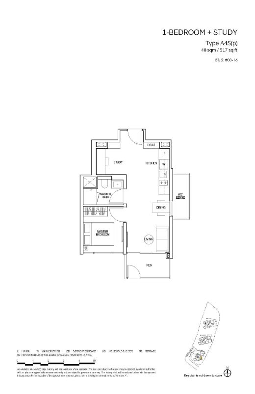 Piccadilly Grand Floor Plan 1-Bedroom Study Type A4Sp