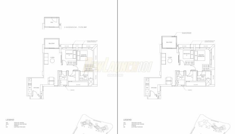 The Reserve Residences Floor Plan 2-Bedroom Study Type B9
