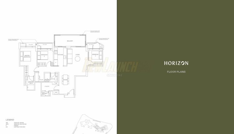 The Reserve Residences Floor Plan 3-Bedroom Study Type C5